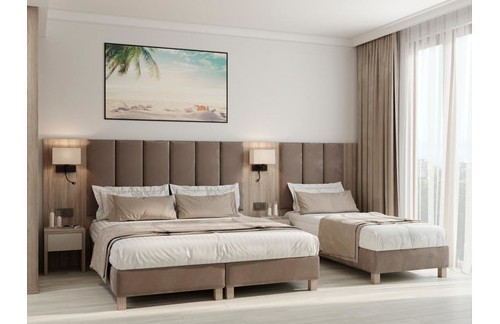 Бокс спринг с изголовьем. Ткани для обивки Box Springs подбираются под общий интерьер - «Мебель, интерьер»