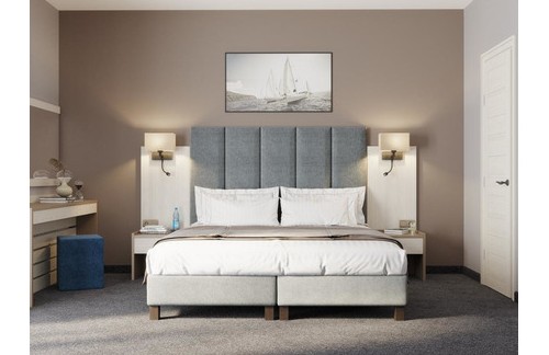 Бокс спринг с изголовьем. Ткани для обивки Box Springs подбираются под общий интерьер - «Мебель, интерьер»